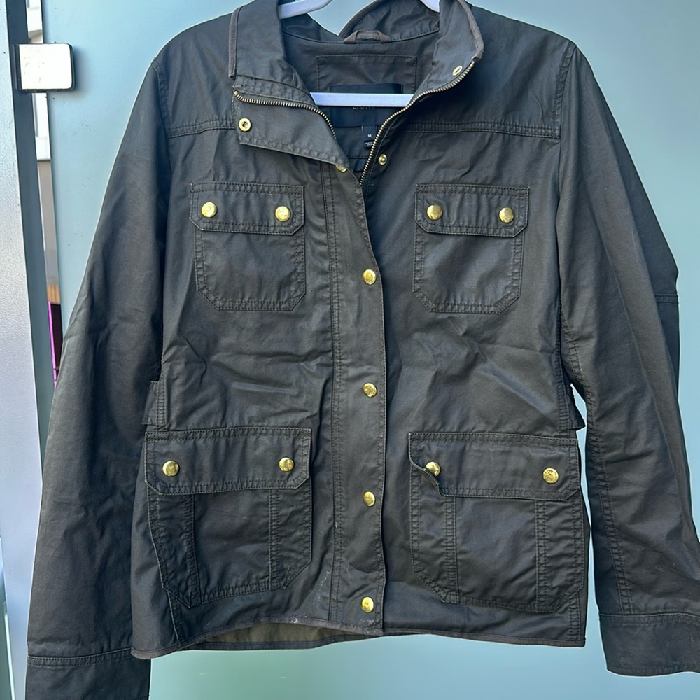 J Crew Utility Jacket Gold Green Rain